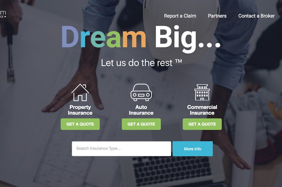Dream Insurance Homepage - Commercial Insurance Added!